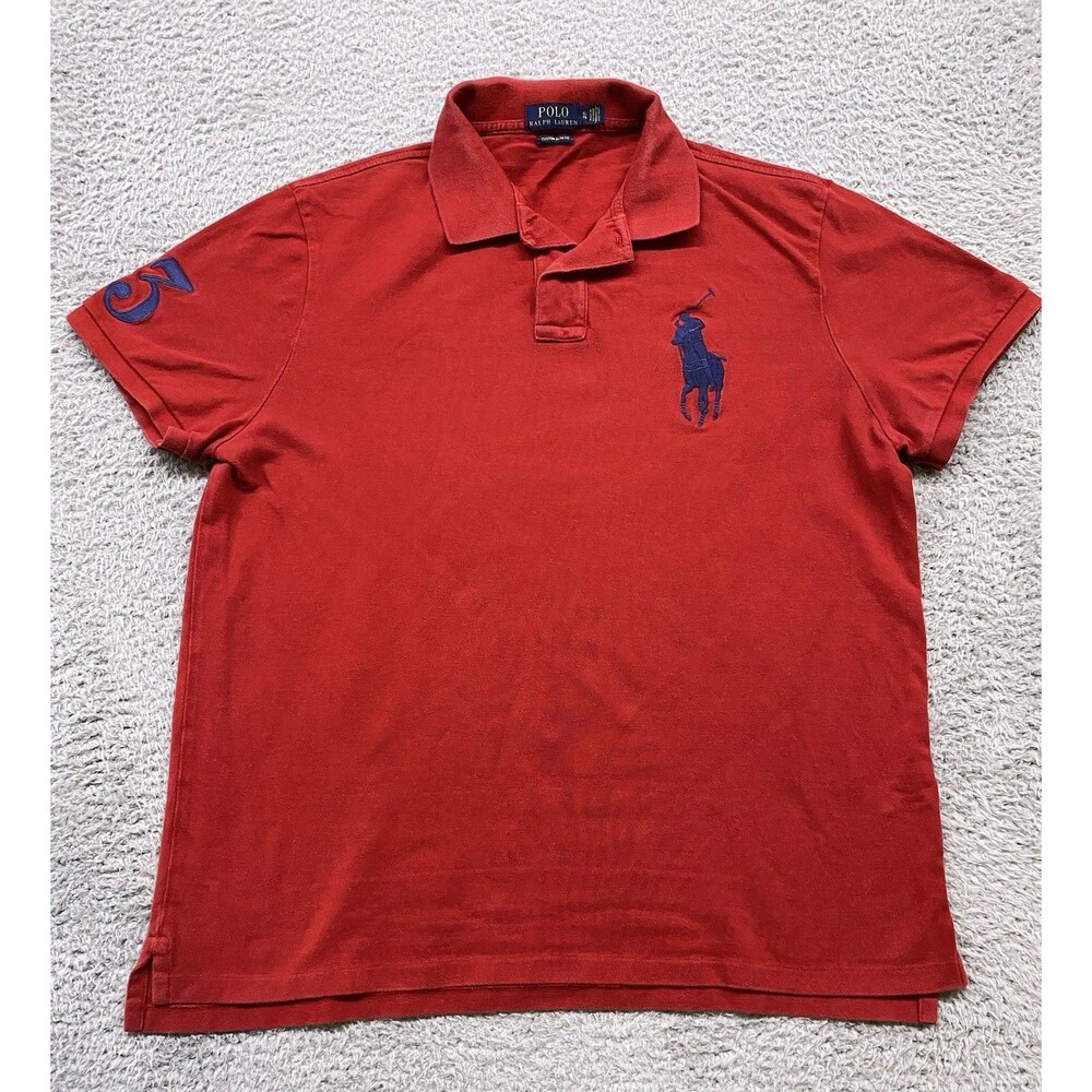Polo Ralph Lauren Shirt Mens XL Red Rugby Crest Big Pony #3 Preppy Custom Slim